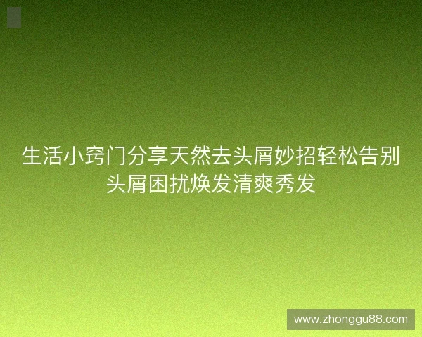 生活小窍门分享天然去头屑妙招轻松告别头屑困扰焕发清爽秀发